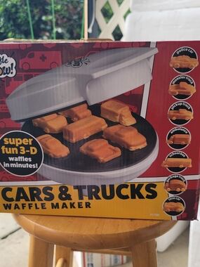 Never Used Waffle WOW Cars & Trucks 3-D Waffle Maker With Box.